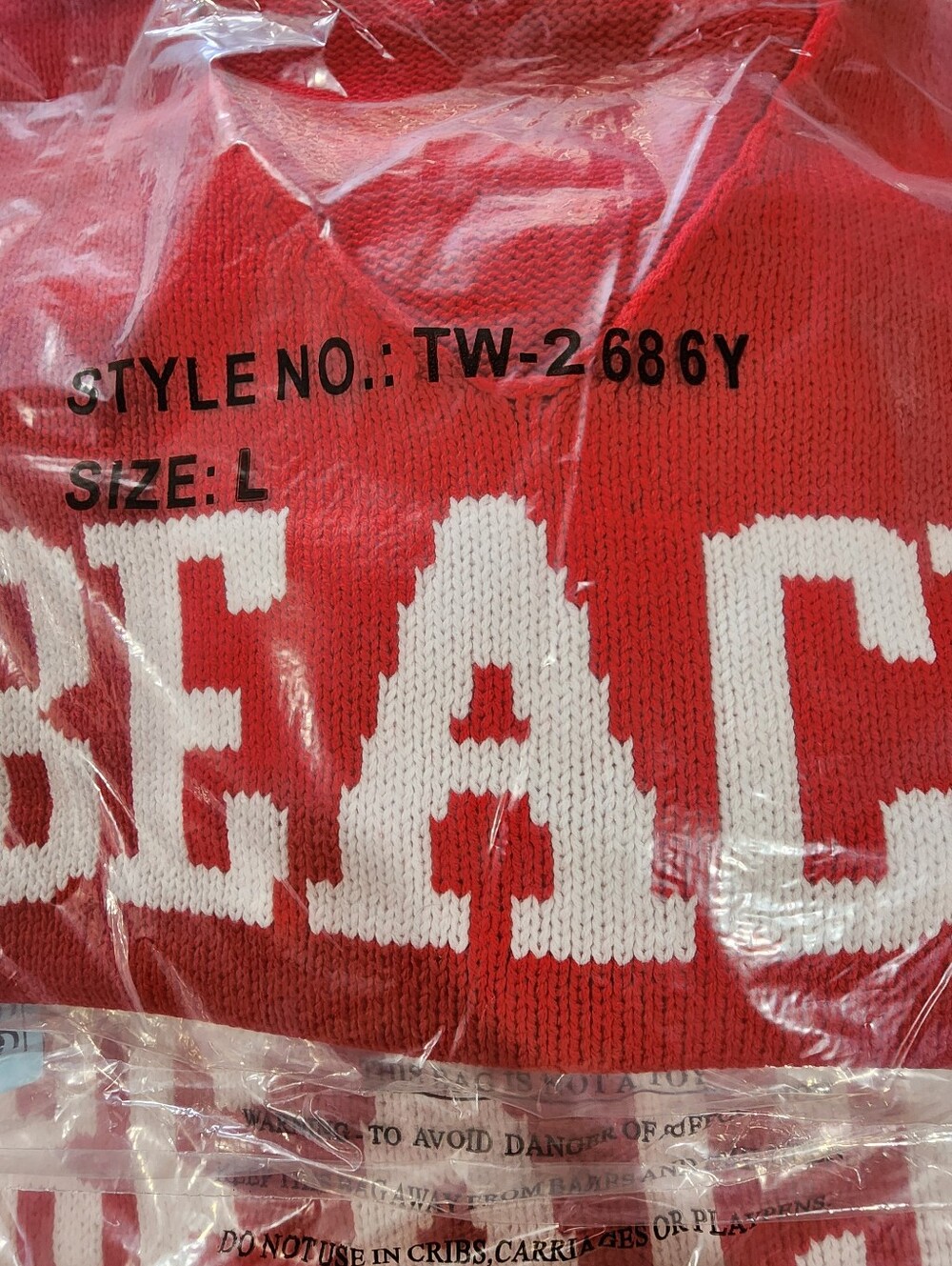 NEW Zenana Outfitters Red V-Neck 'BEACH' Sweater. - Picture 15 of 15